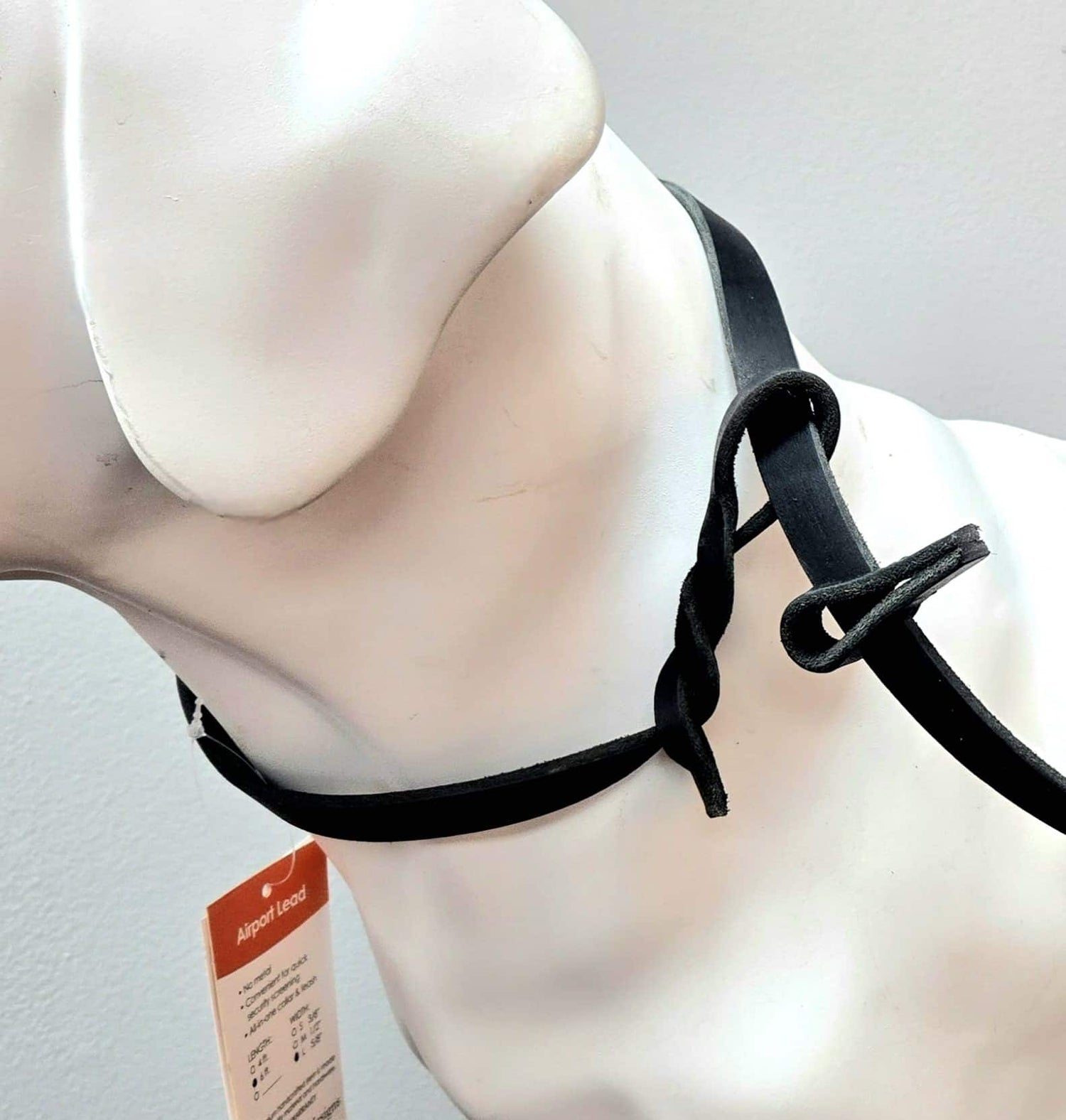 The Airport Lead™ -- a metal-free leather leash and collar combo for travel