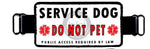 Banner Badge ' Service Dog Do Not Pet' and 'Public Access Required by Law'  text with small red cduceus