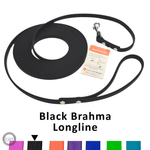 Black Brahma Longline leash on a white background with color swatches below.
