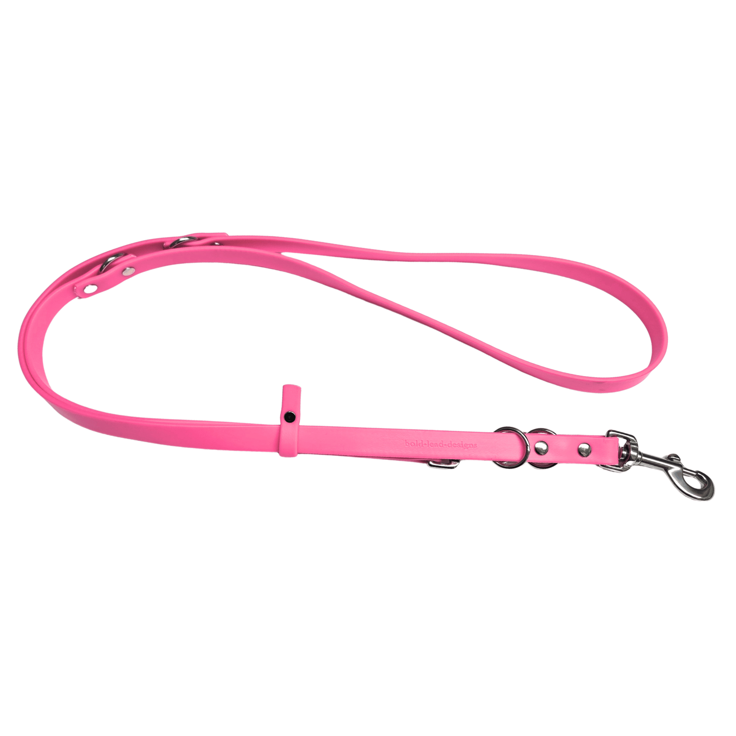 Bright Pink Brahma 8-Way Lead in XL 3/4" width, 6 ft length on white background