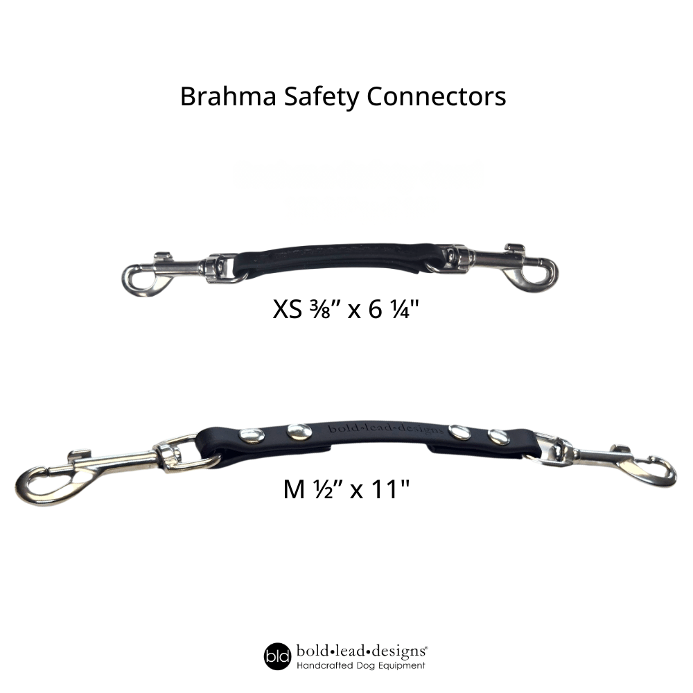 Two Brahma safety cords with measurements and brand name on a white background