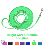 Bright green brahma longline leash on a white background