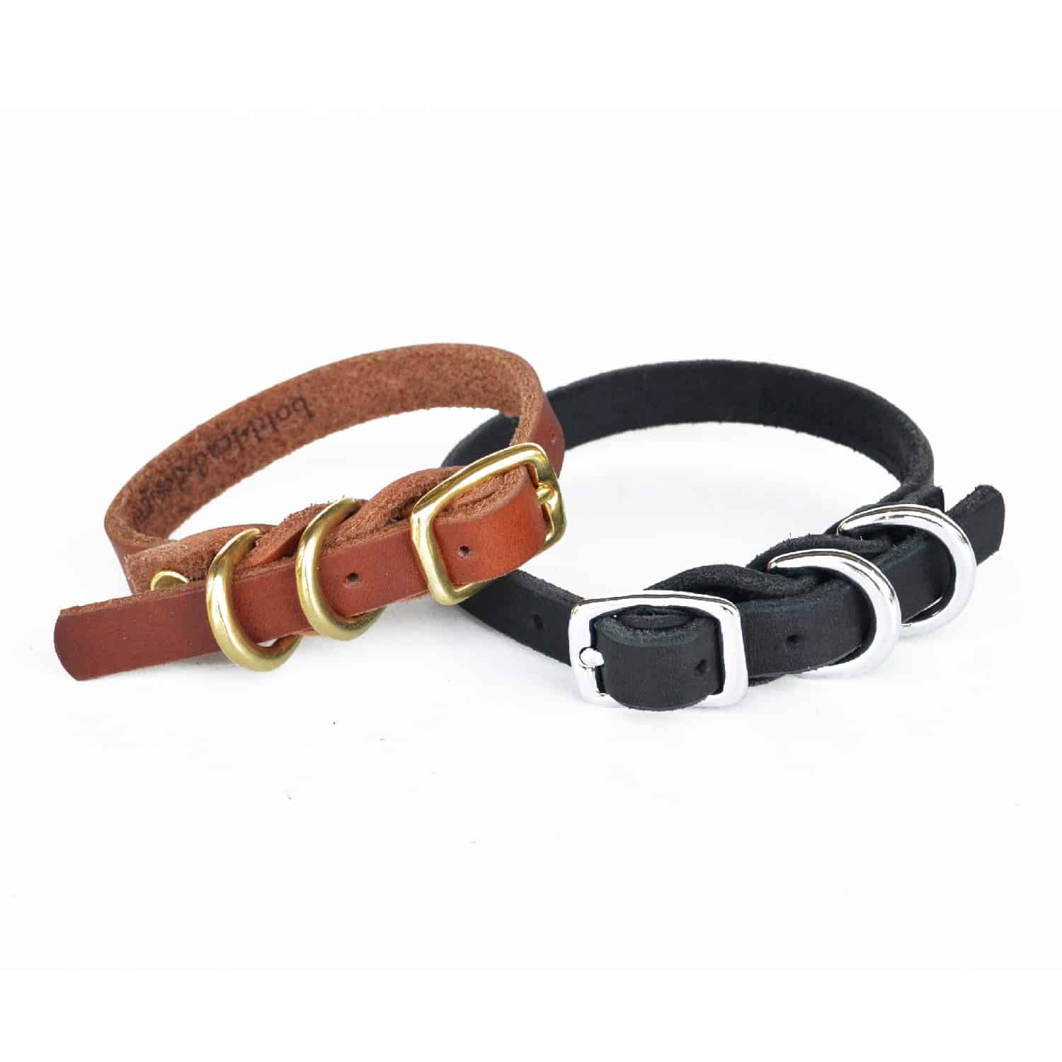 Dainty Dog Collar - Double D-Ring Leather Collar for Small Breeds