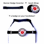 Service dog banner badge converter and leash wrap with 'Do Not Distract' label on a white background.