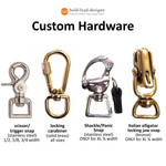 Collection of custom hardware options with descriptions and branding on a white background