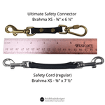 Two safety connectors with a ruler for scale on a white background, featuring 'bold lead designs' branding.
