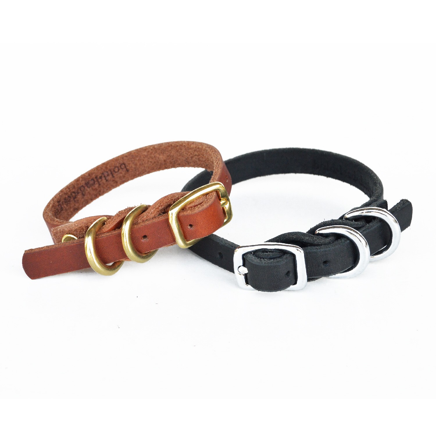 Dainty Dog Collar - Double D-Ring Leather Collar for Small Breeds