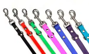 Brahma colors: black, hunter orange, bright green, bright pink, cobalt blue, purple, and teal, shown with standard stainless steel bolt snaps.